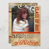 PixDezines卒業、ヴィンテージRossi Damask 招待状 (正面/裏面)