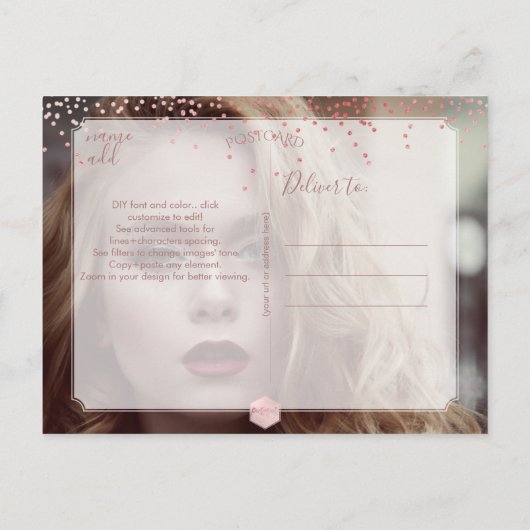 PixDezines大学院写真/大理石+バラ金ゴールド 案内ポストカード (裏面)