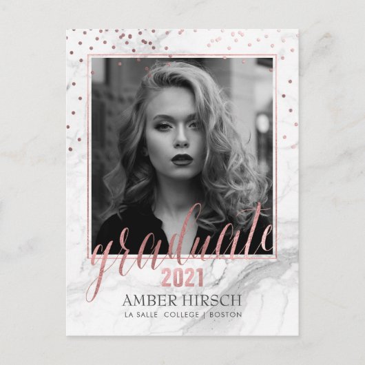 PixDezines大学院写真/大理石+バラ金ゴールド 案内ポストカード (正面)