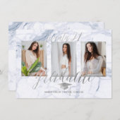 PixDezines大理石フェイクシルバー卒業 招待状 (正面/裏面)