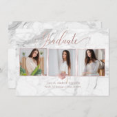 PixDezines大理石フェイクバラ金ゴールド2018卒業 招待状 (正面/裏面)