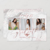 PixDezines大理石フェイクバラ金ゴールド2018卒業 招待状 (正面/裏面)