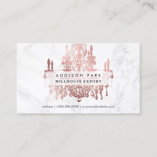 PixDezines大理石フェイクバラ金ゴールド 名刺 (正面)