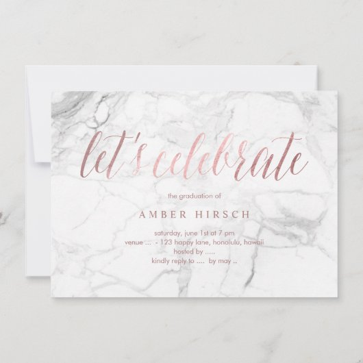 PixDezines大理石フェイクバラ金ゴールド 招待状 (裏面)