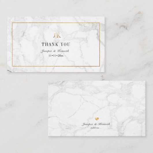 PixDezines大理石フェイク金ゴールドクラシックありがとう ノートカード (正面/裏面)