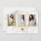 PixDezines大理石フェイク金ゴールド卒業Invita 招待状 (正面)