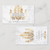 PixDezines大理石フェイク金ゴールド結晶シャンデリア 名刺 (正面/裏面)