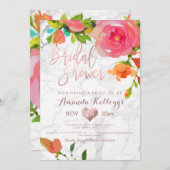 PixDezines大理石ブライダルシャワー/フローラ 招待状 (正面/裏面)