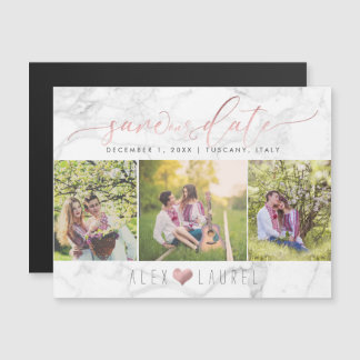 PixDezines大理石救日付/フェイクバラ金ゴールド マグネット招待状