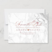 PixDezines大理石救日付/フェイクバラ金ゴールド マグネット招待状 (正面)