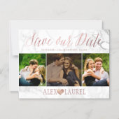 PixDezines大理石救日付/フェイクバラ金ゴールド マグネット招待状 (正面)