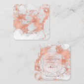 PixDezines大理石+バラフェイク金ゴールドエメラルドカット スクエア名刺 (正面/裏面)