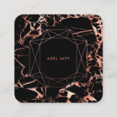 PixDezines大理石+バラフェイク金ゴールドエメラルドカット スクエア名刺 (正面)