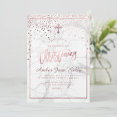 PixDezines大理石+バラフェイク金ゴールドドット/《キリスト教》洗礼式や命名式 招待状 (スタンド正面)