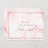 PixDezines大理石+バラフェイク金ゴールド、ブライドメイド 招待状 (正面/裏面)