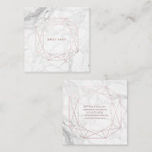 PixDezines大理石+バラ金ゴールドエメラルドカット スクエア名刺 (正面/裏面)