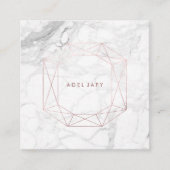 PixDezines大理石+バラ金ゴールドエメラルドカット スクエア名刺 (正面)