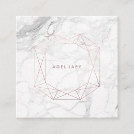 PixDezines大理石+バラ金ゴールドエメラルドカット スクエア名刺