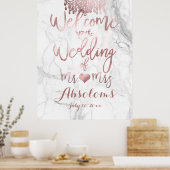 PixDezines大理石/バラ金ゴールドシャンデリア/披露宴 ポスター (キッチン)