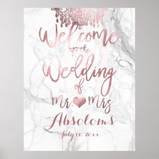 PixDezines大理石/バラ金ゴールドシャンデリア/披露宴 ポスター (正面)