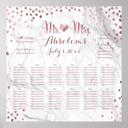 PixDezines大理石/フェイクバラ金ゴールドのスペック/座席 ポスター (正面)