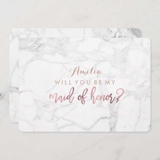 PixDezines大理石/フェイクバラ金ゴールドは次のようになります。Maid 招待状 (正面/裏面)