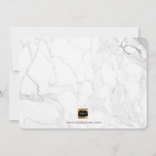 PixDezines大理石/フェイクバラ金ゴールドは次のようになります。Maid 招待状 (裏面)