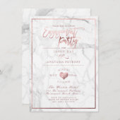 PixDezines大理石/フェイクバラ金ゴールド/婚約パーティ 招待状 (正面/裏面)