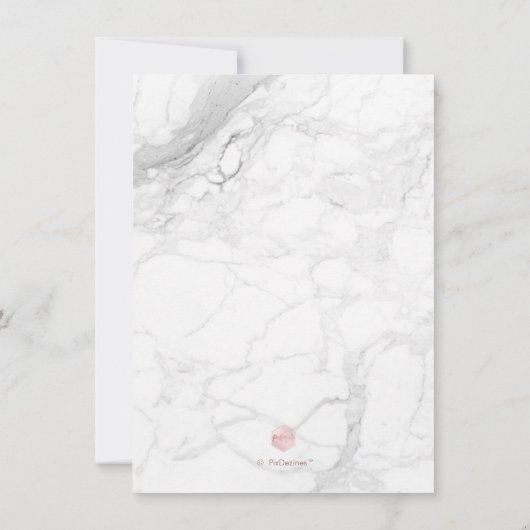 PixDezines大理石/フェイクバラ金ゴールド/婚約パーティ 招待状 (裏面)