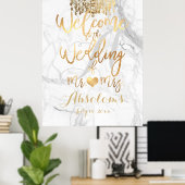 PixDezines大理石/フェイク金ゴールドシャンデリア/披露宴 ポスター (ホームオフィス)