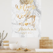 PixDezines大理石/フェイク金ゴールドシャンデリア/披露宴 ポスター (キッチン)