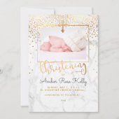 PixDezines大理石+フェイク金ゴールド紙吹雪《キリスト教》洗礼式や命名式 招待状 (正面)