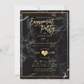 PixDezines大理石/フェイク金ゴールド/婚約パーティ 招待状 (正面)