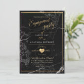 PixDezines大理石/フェイク金ゴールド/婚約パーティ 招待状 (スタンド正面)