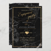 PixDezines大理石/フェイク金ゴールド/婚約パーティ 招待状 (正面/裏面)