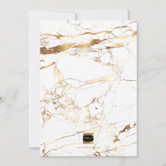 PixDezines大理石/フェイク金ゴールド/結婚ズお祝い 招待状 (裏面)