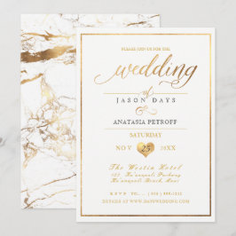 PixDezines大理石/フェイク金ゴールド/結婚ズお祝い 招待状