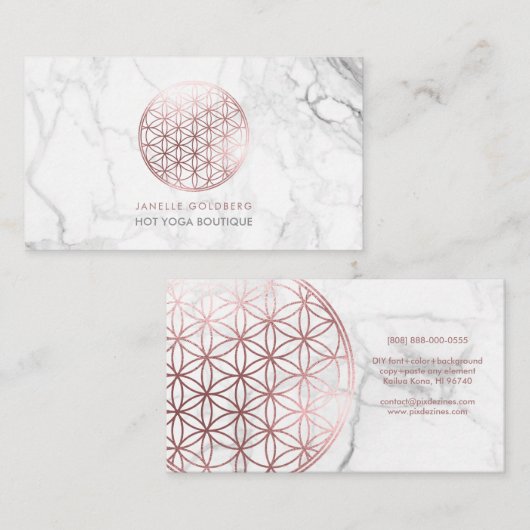 PixDezines大理石/フラワー·オブ·ライフ/フェイクバラ金ゴールド 名刺 (正面/裏面)