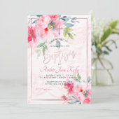 PixDezines大理石+水彩花/バプテスマ 招待状 (スタンド正面)