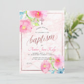 PixDezines大理石+水彩花/バプテスマ 招待状 (スタンド正面)