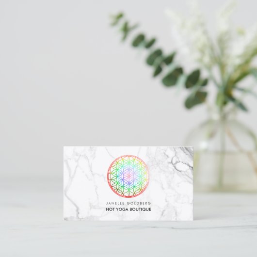 PixDezines大理石/生き花/フェイク箔 名刺 (スタンド正面)