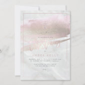 PixDezines大理石+赤面ピンクプラチナ/《キリスト教》洗礼式や命名式 招待状 (正面)