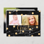 PixDezines大理石/金ゴールドドフェイクット大学院写真 インビテーションポストカード (正面/裏面)