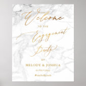 PixDezines大理石+金ゴールドフェイクウェルカム婚約Po ポスター (正面)