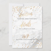 PixDezines大理石+金ゴールドモノグラムフェイクハニカム 招待状 (裏面)