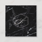 PixDezines大理石+銀エレガントモノグラフェイクム スクエア名刺 (正面)