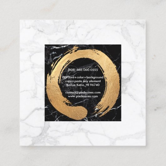 PixDezines大理石/Circle of Life/フェイク金ゴールド スクエア名刺 (裏面)