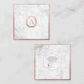 PixDezines大理石+DIYフェイクバラ金ゴールドモノグラム スクエア名刺 (正面/裏面)