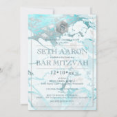 PixDezines大理石FauxSilverハニカムバーMitzvah 招待状 (裏面)