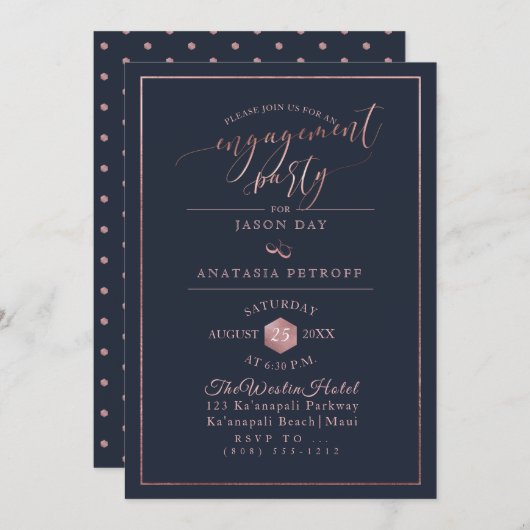 PixDezines婚約パーティスイートハニカム 招待状 (正面/裏面)